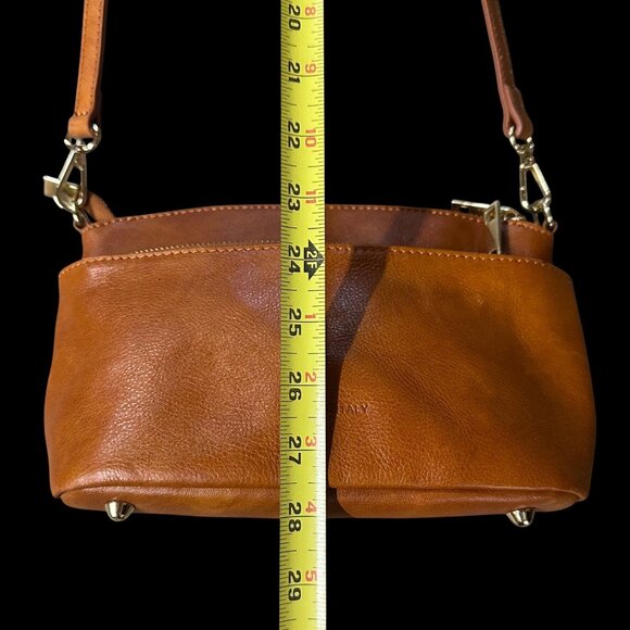 Italian Leather Purse Divina Firenze Carmel Brown Crossbody Shoulder Bag Italy - Picture 16 of 16